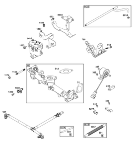 Fuel Supply Group Diagram and Parts List for 61E377-0059-J1 400000 - 699999 Briggs and Stratton Engine